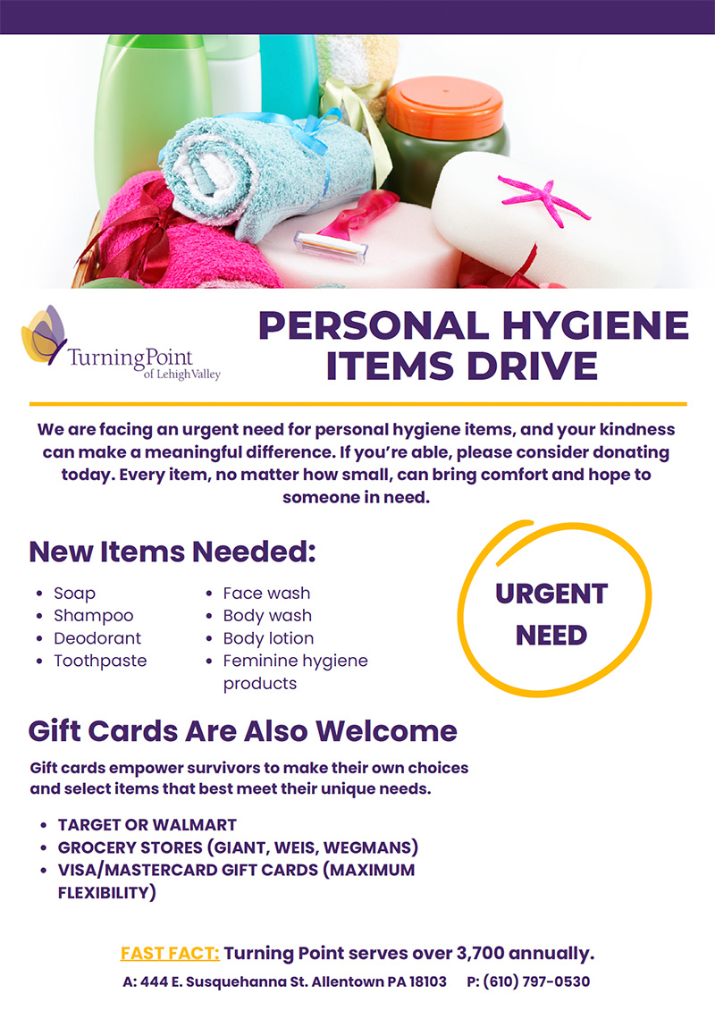 Personal Hygiene Items Drive